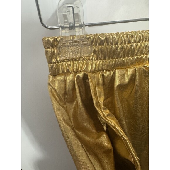 SweatyRocks Hot Pants Shorts Pockets Elastic Waist Shiny Metallic Gold Large - Picture 4 of 12